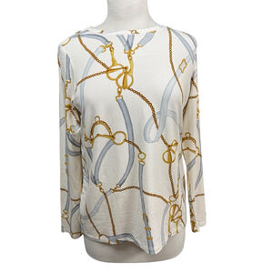 Chicos Touch of Cool Chain Print Long Sleeve Top Size 1 Medium NWT